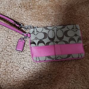 Pink coach wristlet